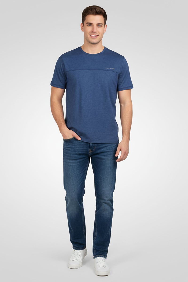 Rainforest Men Crew Neck Short Sleeve Brand Logo T-Shirt, Blue - Image 1