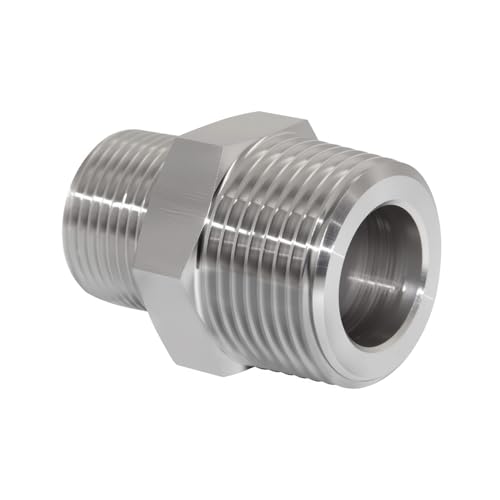JoyTube Reducer Hex Nipple, 3/4" x 1/2" Male NPT Threaded Reducing Nipple Fitting, 2800psi 304 Stainless Steel Pipe Fitting - Image 5