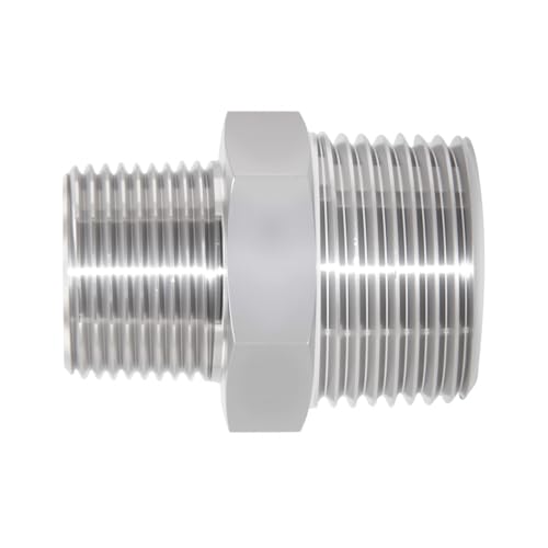 JoyTube Reducer Hex Nipple, 3/4" x 1/2" Male NPT Threaded Reducing Nipple Fitting, 2800psi 304 Stainless Steel Pipe Fitting - Image 4