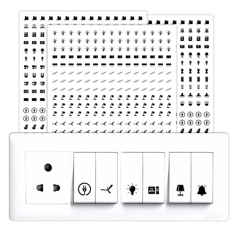 True Flair Trueflair Stickers for Switch Board for Home Wall Switches Contain All Common Switch Stickers Transparent Black White 