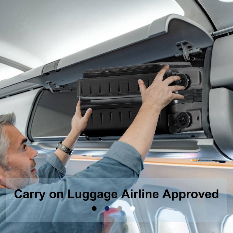 CENSIEN Carry On Luggage 22Ã—14Ã—9 Airline Approved, 20 Inch Lightweight ABS+PC Hard Shell Suitcases with Front Pocket, Spinner Wheels, TSA Lock (Black, 1PC) - Image 4