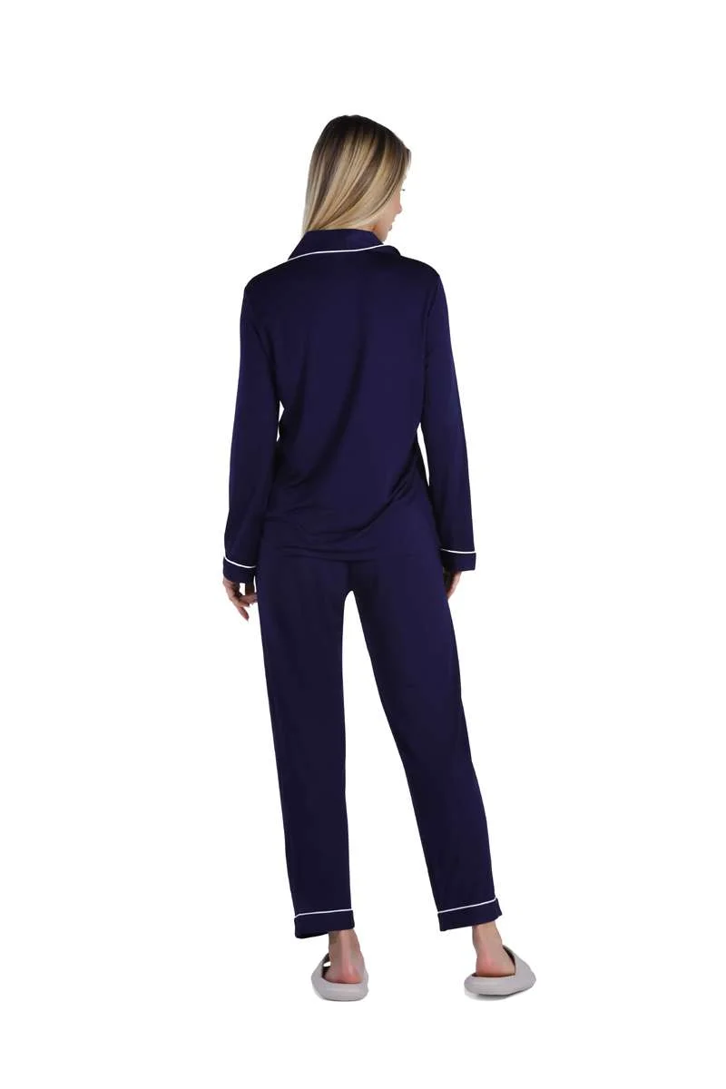Yeseco  YesEco Women’s Blue Night Suit Set – Super Soft Bamboo Viscose Shirt & Pajama – Lightweight, Breathable, Stretchable Loungewear – Sustainable Fabric (Only Night Suit) for Women | Best Price UAE
