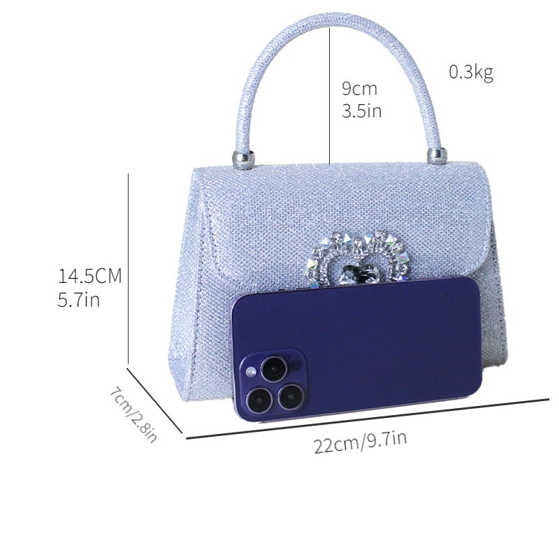 E-Commerce Evening Bag Dance Bag High-Grade Exquisite Heart-Shaped Diamond Handbag Wedding Bag - Image 5