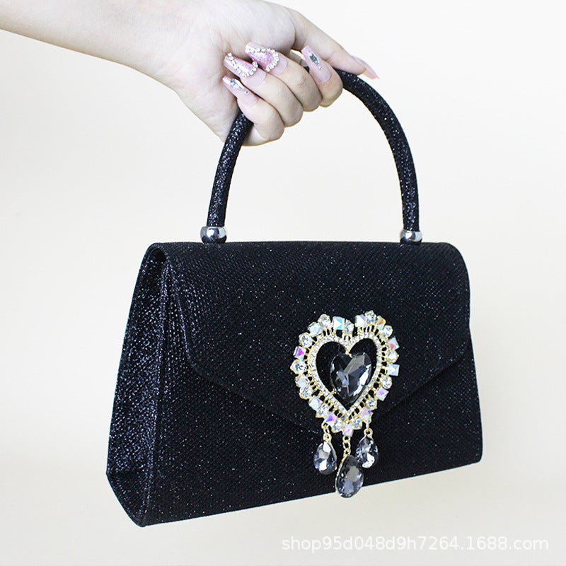 E-Commerce Evening Bag Dance Bag High-Grade Exquisite Heart-Shaped Diamond Handbag Wedding Bag - Image 2