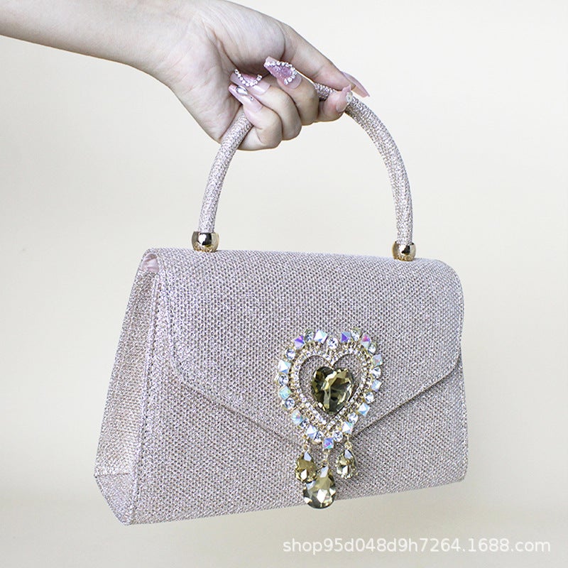 E-Commerce Evening Bag Dance Bag High-Grade Exquisite Heart-Shaped Diamond Handbag Wedding Bag - Image 4