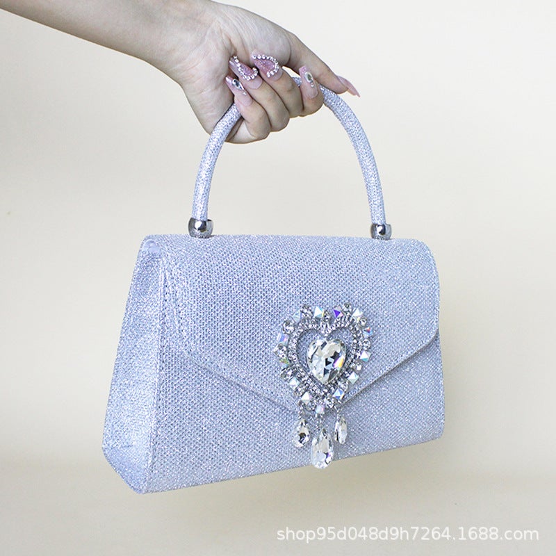 E-Commerce Evening Bag Dance Bag High-Grade Exquisite Heart-Shaped Diamond Handbag Wedding Bag - Image 1