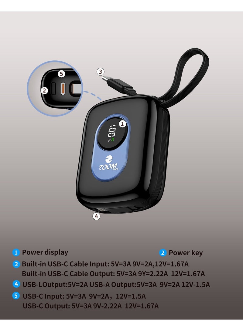 Zoom Plus CLASSY 10000mAh Mini Power Bank | Ultra-Compact Pocket Size | 22.5W Fast Charging | Digital Display | Lightweight Travel Charger - Image 1