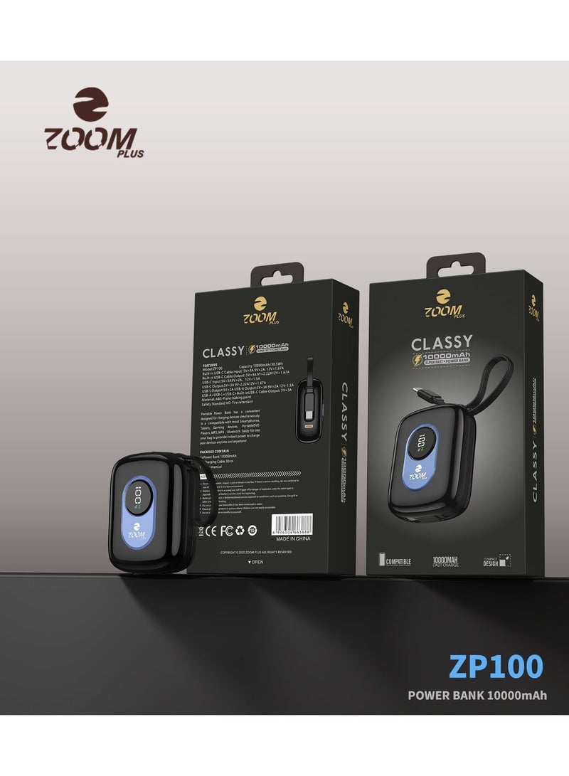 Zoom Plus CLASSY 10000mAh Mini Power Bank | Ultra-Compact Pocket Size | 22.5W Fast Charging | Digital Display | Lightweight Travel Charger - Image 4
