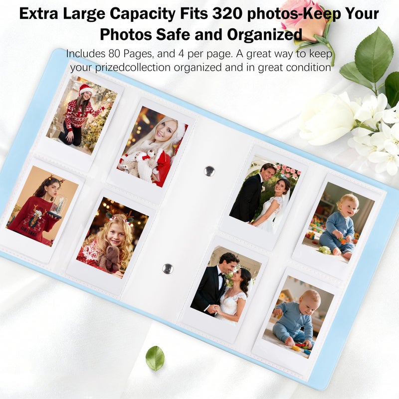 Veicevol 320 Pockets Beautiful Photo Album for 2x3 in Polaroid Photos, Photo Album Holds 320 Photos for Fujifilm Instax Mini 12 11 9 90 8 Evo LiPlay Instant Pictures, Safely Store Your Unique Memories - Image 2