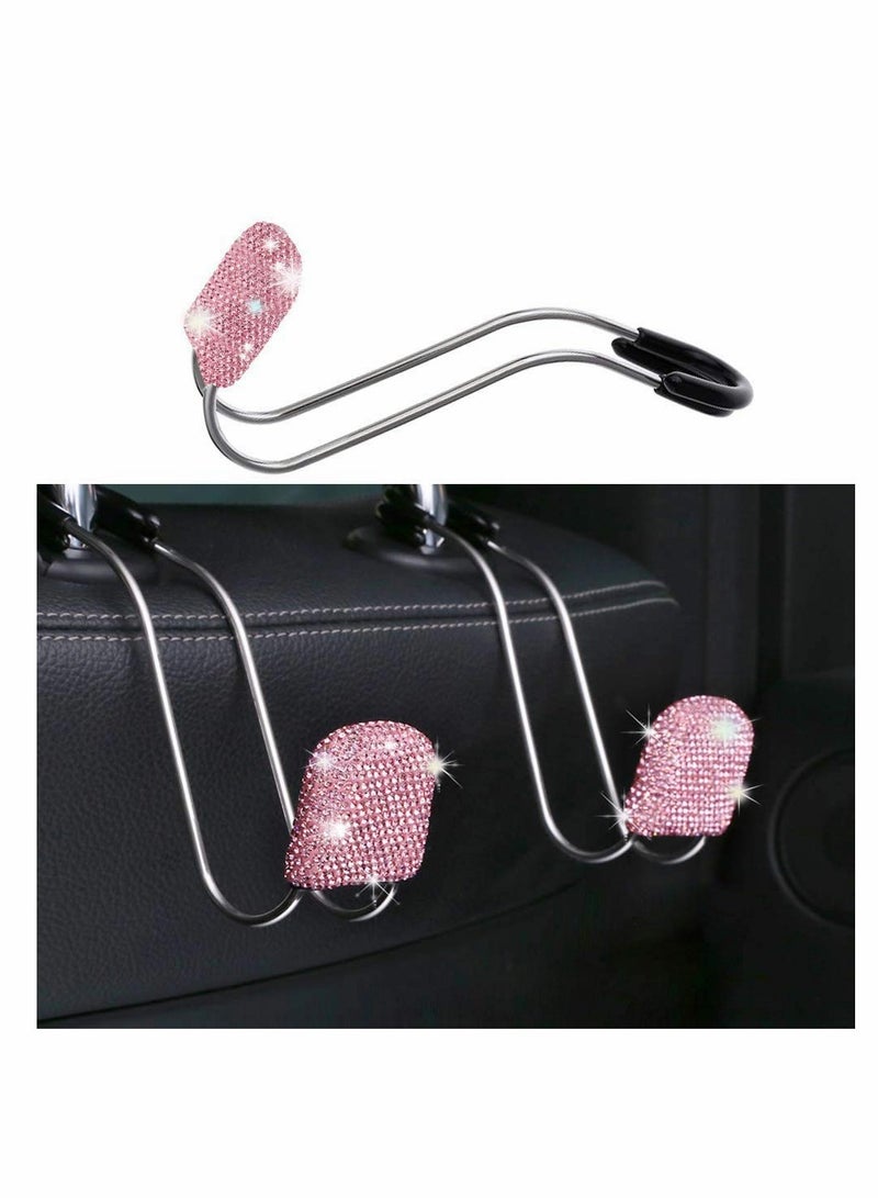 Generic 2 Pack Car Headrest Hooks, Auto Backseat Metal Hanger Holder, Automotive Seat Back Organizer Storage for Purse, Handbag, Clothes, Umbrellas, Grocery Bags, Cute Car Accessories Interior (Pink) - Image 1