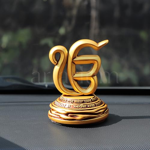 Artarium Ek Onkar Idol for Car Dashboard and Home Decor, Sikh Religious Symbol Showpiece for Office Table, Mandir, Meditation Room, and Gift Purpose, Antique Devotional Statue (3.5 Inch) - Image 2