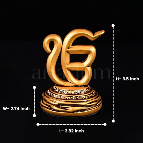 Artarium Ek Onkar Idol for Car Dashboard and Home Decor, Sikh Religious Symbol Showpiece for Office Table, Mandir, Meditation Room, and Gift Purpose, Antique Devotional Statue (3.5 Inch) - Image 4