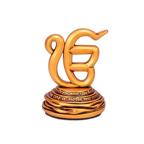 Artarium Ek Onkar Idol for Car Dashboard and Home Decor, Sikh Religious Symbol Showpiece for Office Table, Mandir, Meditation Room, and Gift Purpose, Antique Devotional Statue (3.5 Inch) - Image 1