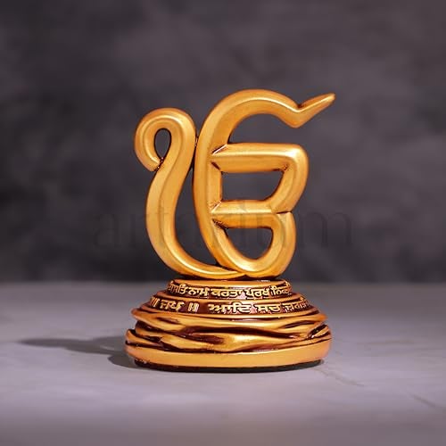 Artarium Ek Onkar Idol for Car Dashboard and Home Decor, Sikh Religious Symbol Showpiece for Office Table, Mandir, Meditation Room, and Gift Purpose, Antique Devotional Statue (3.5 Inch) - Image 3