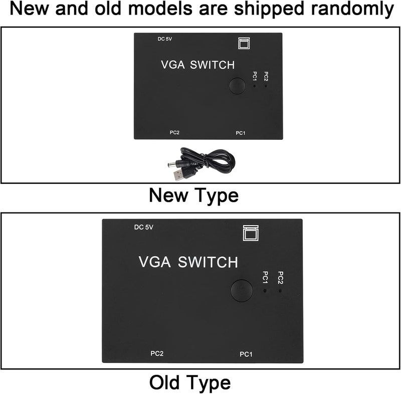 VGA Video Switcher, External VGA TV Monitor Projector, 2 in 1 Out Switcher, 2 PC to 1 Monitor Switch Box, for PC - Image 5