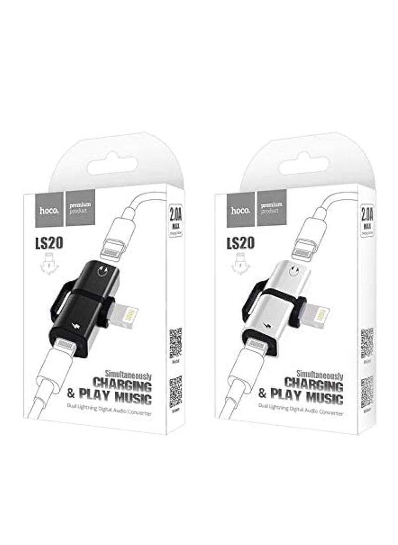 Hoco - HOCO LS20 Apple dual lightning digital audio converter Silve - Image 1