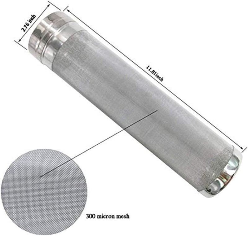 TIZZE Beer Dry Hopper Filter,300 Micron Filter Stainless Steel Mesh Cornelius Keg for Home Beer Brewing Kettle (2.8 x 11.8 inch) - Image 3