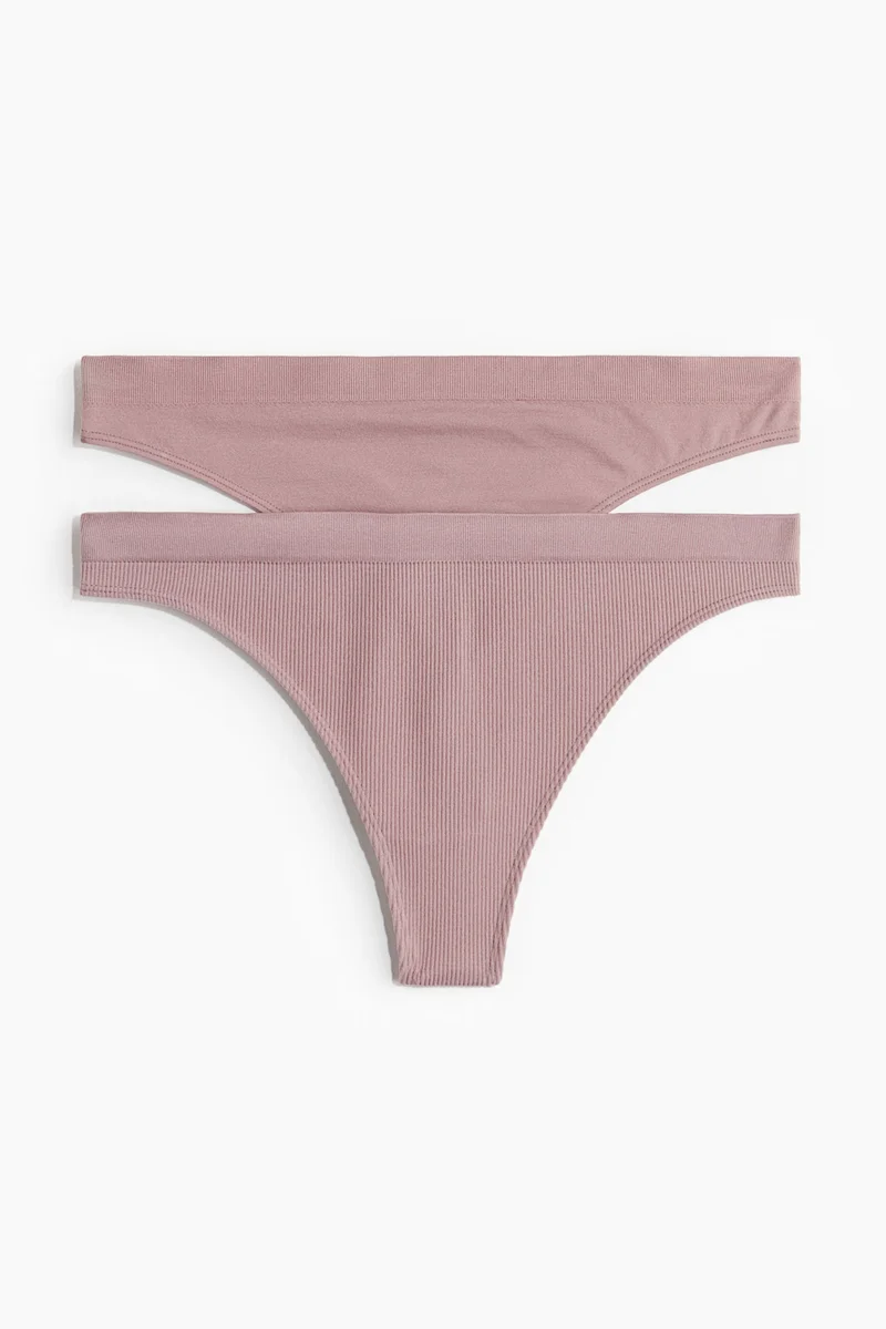 اتش اند ام سروال ثونغ بدون درزات - عبوة من قطعتين