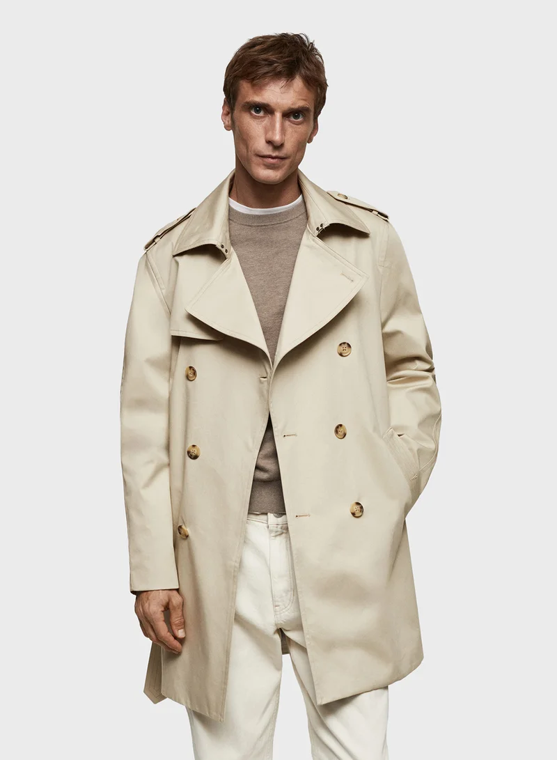 مانجو مان Classic Water Repellent Trench Coat