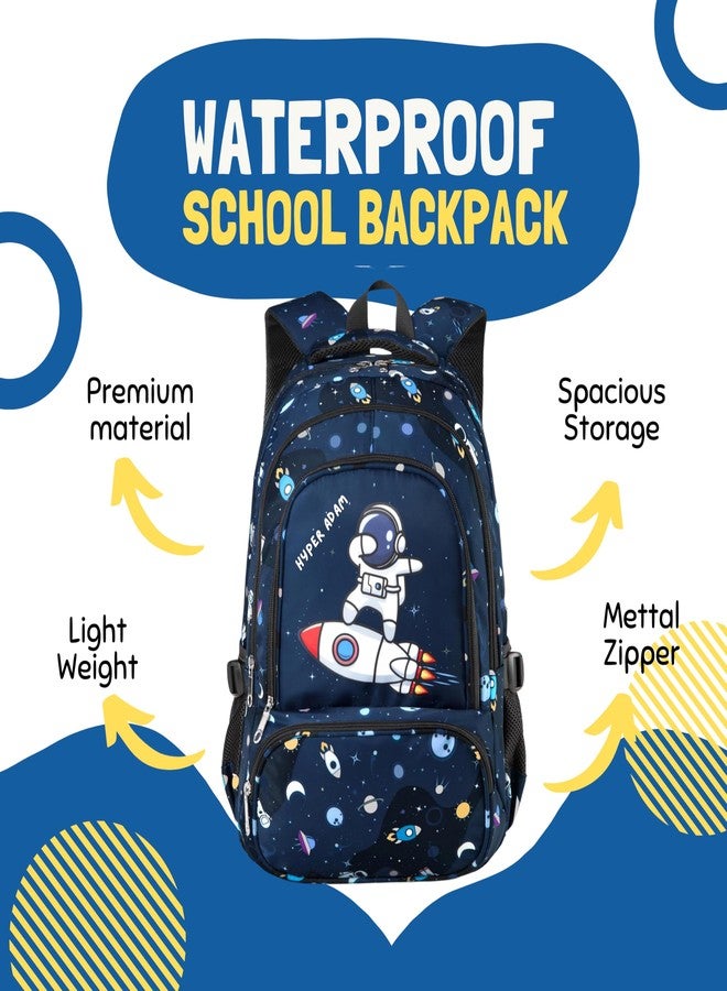 هايبر آدم حقيبة ظهر مدرسية هايبر آدم 35 لتر، لون أزرق فضائي، مناسبة للجامعة والسفر والمكتب، متعددة الأغراض، حقيبة نزهة للأولاد والبنات HA-117 - Image 5