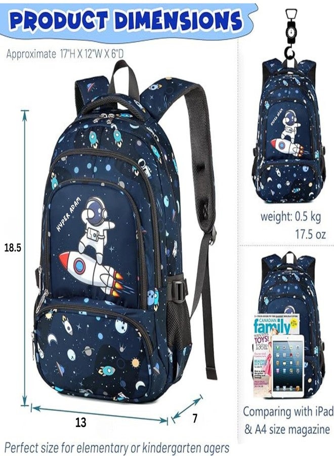 هايبر آدم حقيبة ظهر مدرسية هايبر آدم 35 لتر، لون أزرق فضائي، مناسبة للجامعة والسفر والمكتب، متعددة الأغراض، حقيبة نزهة للأولاد والبنات HA-117 - Image 2