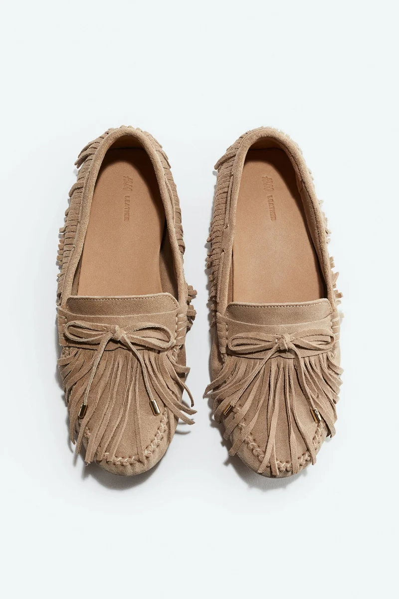 H&M Fringe suede loafers