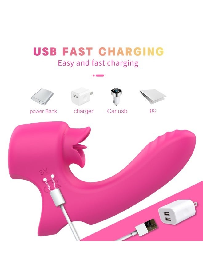 ماركة غير محددة - جهاز مساج هزاز للنساء بـ 9 ترددات قابل للشحن عبر USB، وردي - Image 1