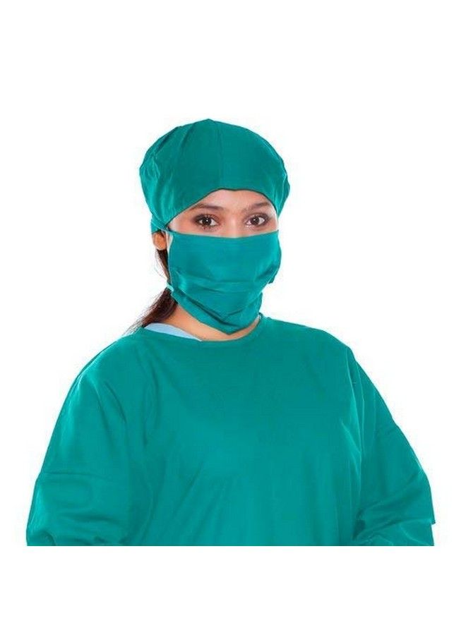 IE Cotton Head Cap And Cotton Face Mask Doctor Ot Cap And Mask Green Cloth Cap And Mask Reusable Washable Comfortable Surgical Cap Mask (5)  - Image 5