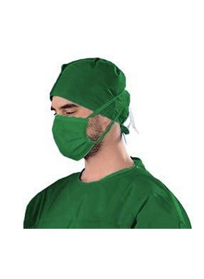 IE Cotton Head Cap And Cotton Face Mask Doctor Ot Cap And Mask Green Cloth Cap And Mask Reusable Washable Comfortable Surgical Cap Mask (5)  - Image 2