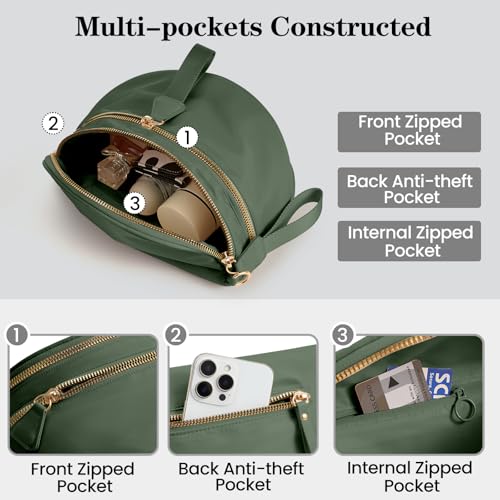 kuifang Nylon Crossbody Bags Bum Bag for Women Large Sling Bag Purse with Adjustable Strap（Bean green） - Image 3