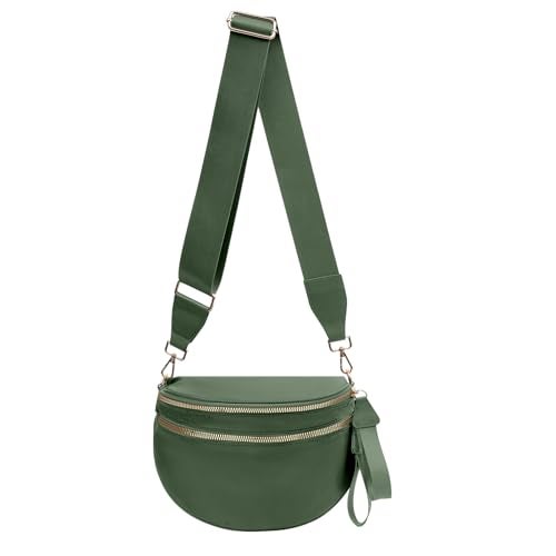 kuifang Nylon Crossbody Bags Bum Bag for Women Large Sling Bag Purse with Adjustable Strap（Bean green） - Image 1
