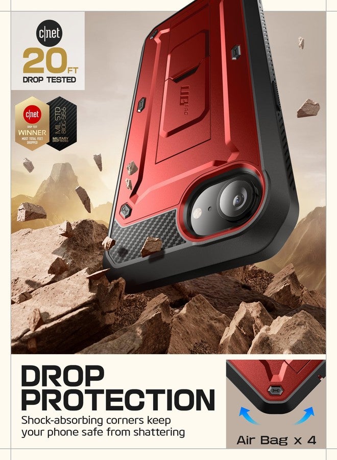 سوبكيس جراب SUPCASE لهاتف iPhone 16e مع واقي شاشة (يونيكورن بيتل برو)، [حامل مدمج ومشبك حزام] [حماية بمستوى عسكري] جراب كامل للهاتف لهاتف iPhone 16e 6.1 بوصة 2025 (أحمر) - Image 3