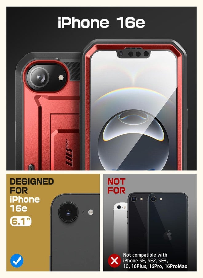 سوبكيس جراب SUPCASE لهاتف iPhone 16e مع واقي شاشة (يونيكورن بيتل برو)، [حامل مدمج ومشبك حزام] [حماية بمستوى عسكري] جراب كامل للهاتف لهاتف iPhone 16e 6.1 بوصة 2025 (أحمر) - Image 2
