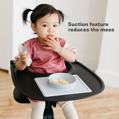 ezpz Mini Bowl (Blush) - 12 Months+ - 100% Silicone Suction Placemat + Bowl for Toddlers - Comes with a Reusable Travel Bag - Image 4