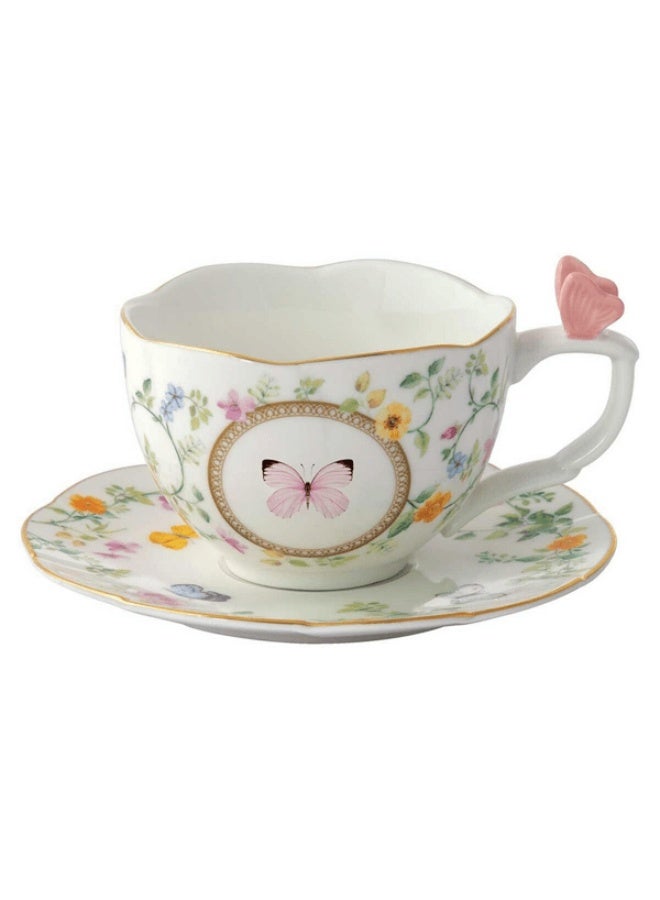 Easy Life Dancing Butterflies Porcelain Cup and Saucer with Box Multicolor 240ml - Image 1