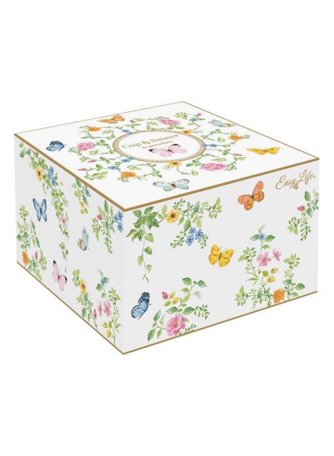 Easy Life Dancing Butterflies Porcelain Cup and Saucer with Box Multicolor 240ml - Image 2