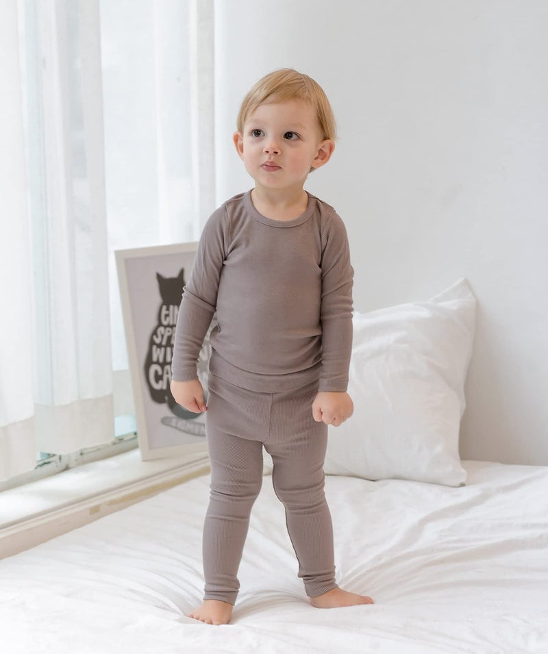 AVAUMA Baby Boys Girls Pajama Set Kids Toddler Snug fit Ribbed Sleepwear pjs for Daily Life Style (XS/Cocoa(L)) - Image 2