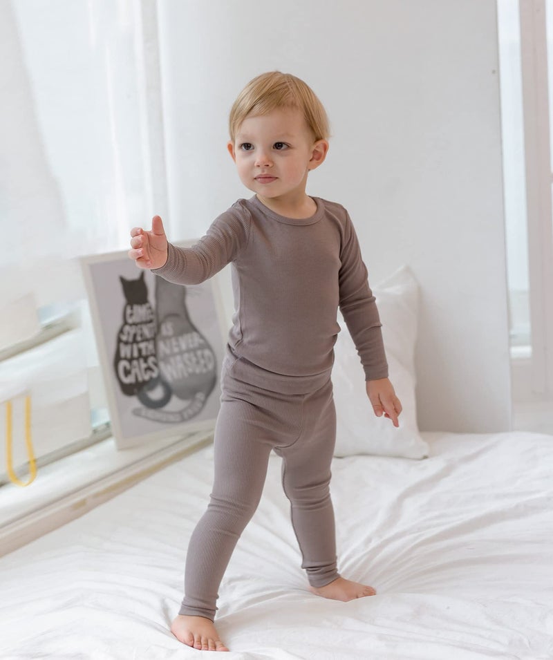 AVAUMA Baby Boys Girls Pajama Set Kids Toddler Snug fit Ribbed Sleepwear pjs for Daily Life Style (XS/Cocoa(L)) - Image 3