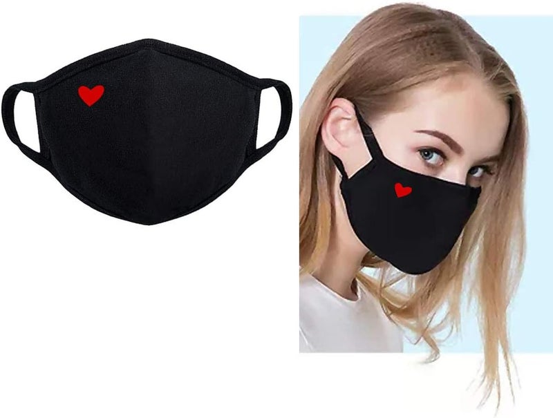 comfso 5 Pack Cute Heart Cloth Face Masks, Face Masks Reusable and Breathable Face Cotton Covering with Nose Bridge Wire for Men Women Adult - Image 5