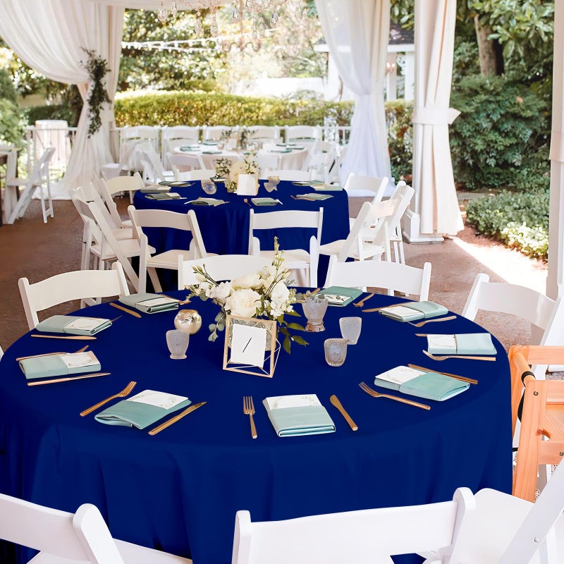 Mulbozy 12 Pack Navy Blue Round Tablecloth, 84 Inches Plastic Table Cover, Premium Disposable Round Party Tablecloth For Restaurant Dinners, Wedding, Grad Party, Baby Shower, Outdoor Camping - Image 4