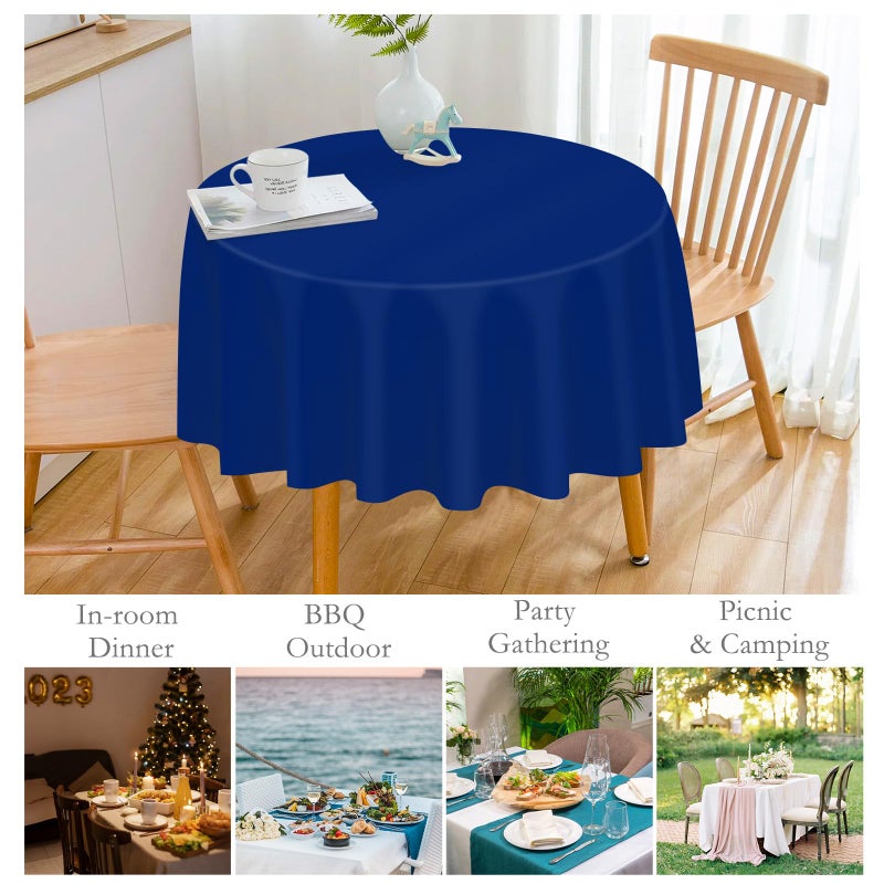 Mulbozy 12 Pack Navy Blue Round Tablecloth, 84 Inches Plastic Table Cover, Premium Disposable Round Party Tablecloth For Restaurant Dinners, Wedding, Grad Party, Baby Shower, Outdoor Camping - Image 3