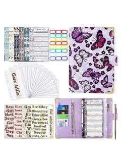 Y&D Budget Binder, A6 PU Leather Planner Notebook, Cash Envelopes for Budgeting, with 12 Zipper Pockets,12 Small Floral Cards,4 Flower-Shaped English Stickers, 24 1 Pen  - Image 2