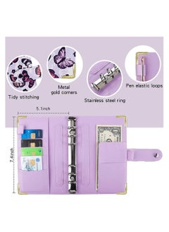Y&D Budget Binder, A6 PU Leather Planner Notebook, Cash Envelopes for Budgeting, with 12 Zipper Pockets,12 Small Floral Cards,4 Flower-Shaped English Stickers, 24 1 Pen  - Image 5