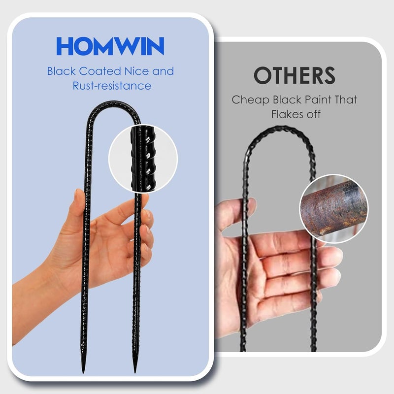 Homwin Trampoline Stakes 12 inches 10-Pack U Stakes for Ground Heavy Duty Trampoline Anchors High Wind Stakes for Fence, Swing Set, Outdoor Decoration and Gazebo - Image 3