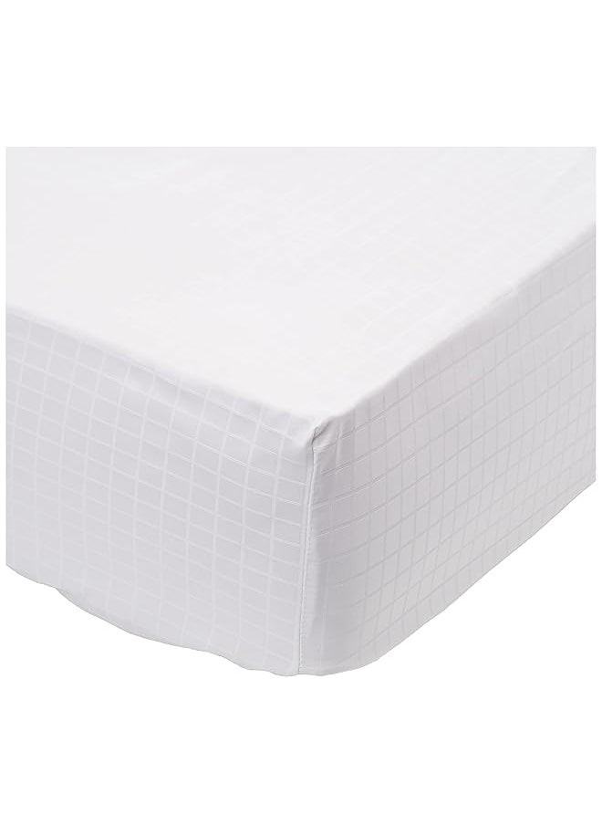 Hotel Linen Klub Queen Fitted Sheet 1Pc 100 Percent Cotton 250Tc Dobby Box Sateen Size: 180X200+30Cm White  - Image 1