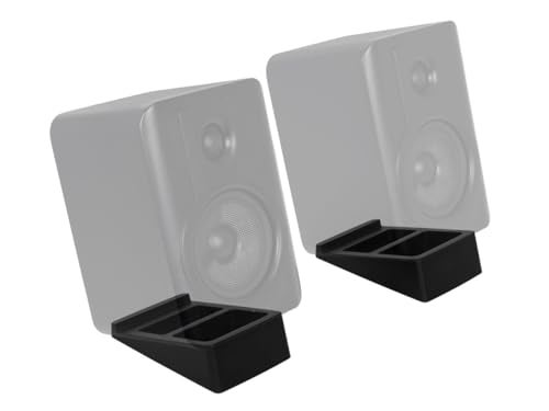Monoprice Tilted Wedge Desktop Speaker Stands for Medium Sized Speakers Speaker Riser AntiVibration 15 Degrees of Tilt Pair for Bookshelf Speakers and Studio Monitors Black - Image 3
