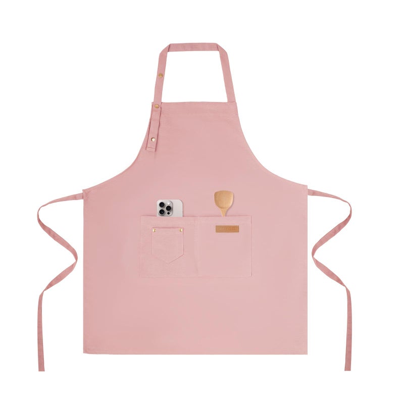 Tosewever Art Aprons for Women Painting Pottery Baking, Mens Buckle Straps Kitchen Apron with Pockets for Chef Cooking (Pink) - Image 1