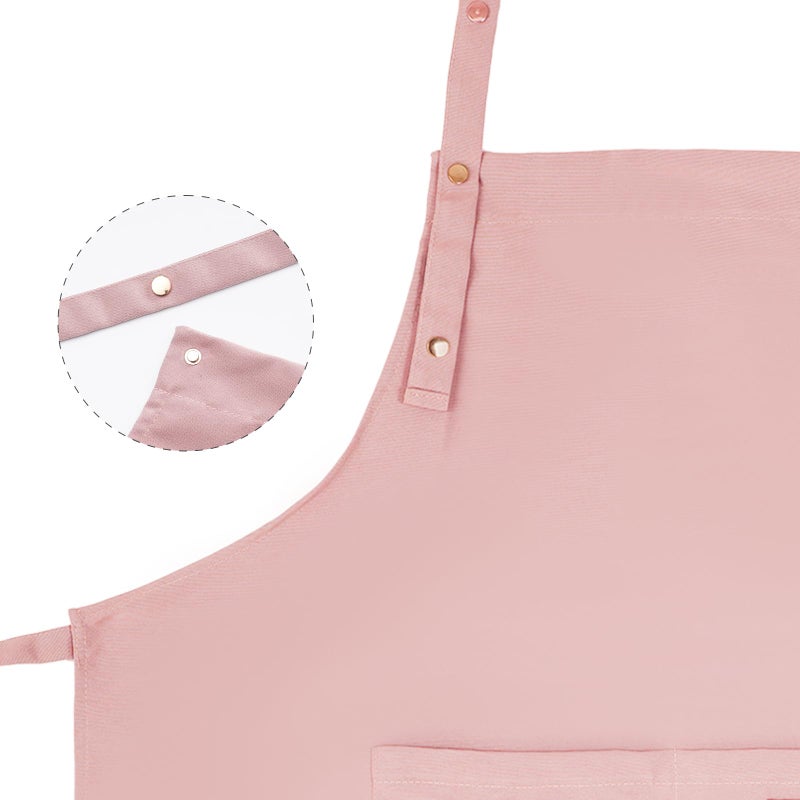 Tosewever Art Aprons for Women Painting Pottery Baking, Mens Buckle Straps Kitchen Apron with Pockets for Chef Cooking (Pink) - Image 3