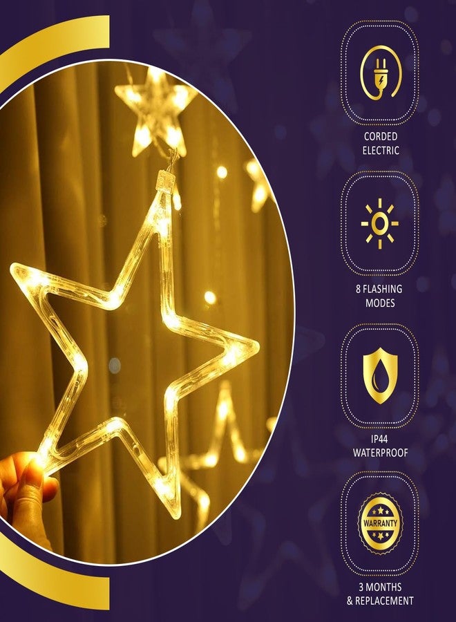 Lexton Star Curtain Light | 6 Big Star 6 Small Star Light | with 8 Flashing Modes | 12 Stars | Warm White | for Indoor & Outdoor Decorations - Image 4