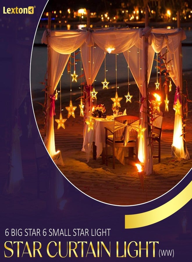 Lexton Star Curtain Light | 6 Big Star 6 Small Star Light | with 8 Flashing Modes | 12 Stars | Warm White | for Indoor & Outdoor Decorations - Image 3